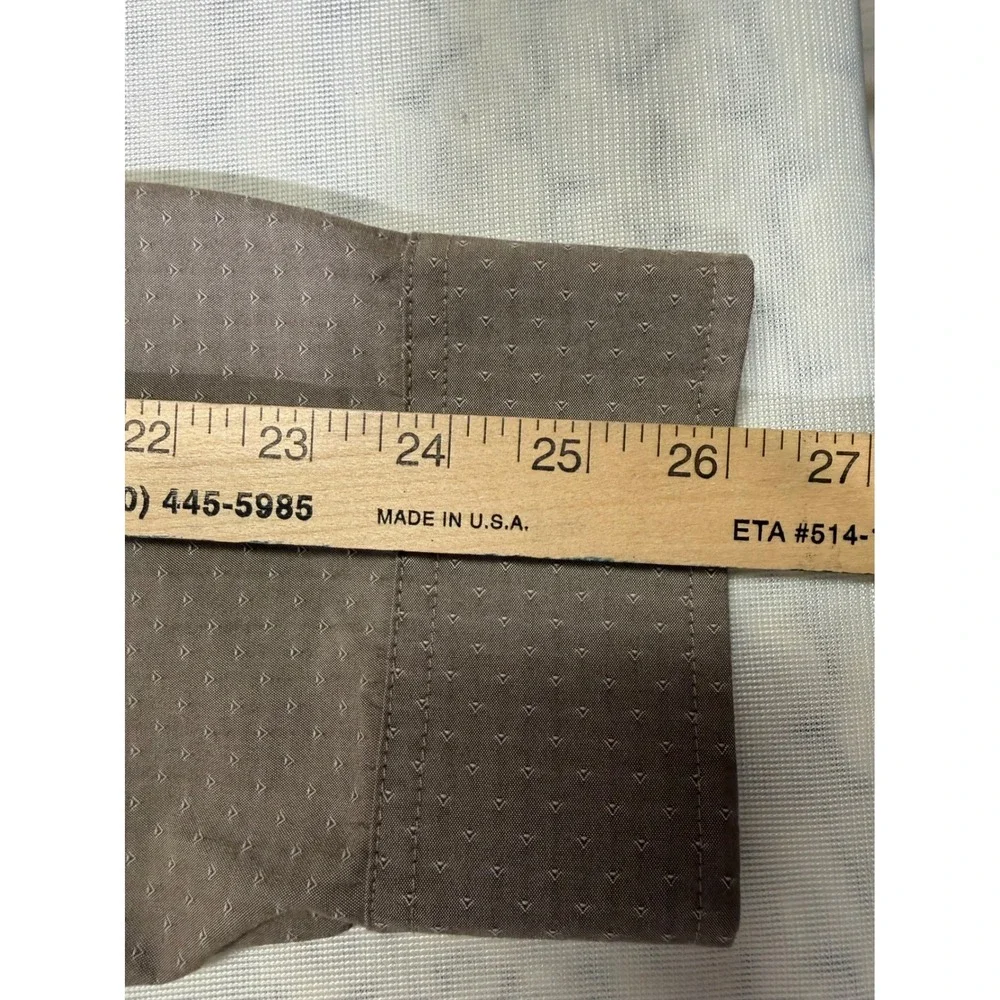 Prana Mens Large Brown Geometric Print Roll Tab Long‎ Sleeve Button Up Shirt LRG